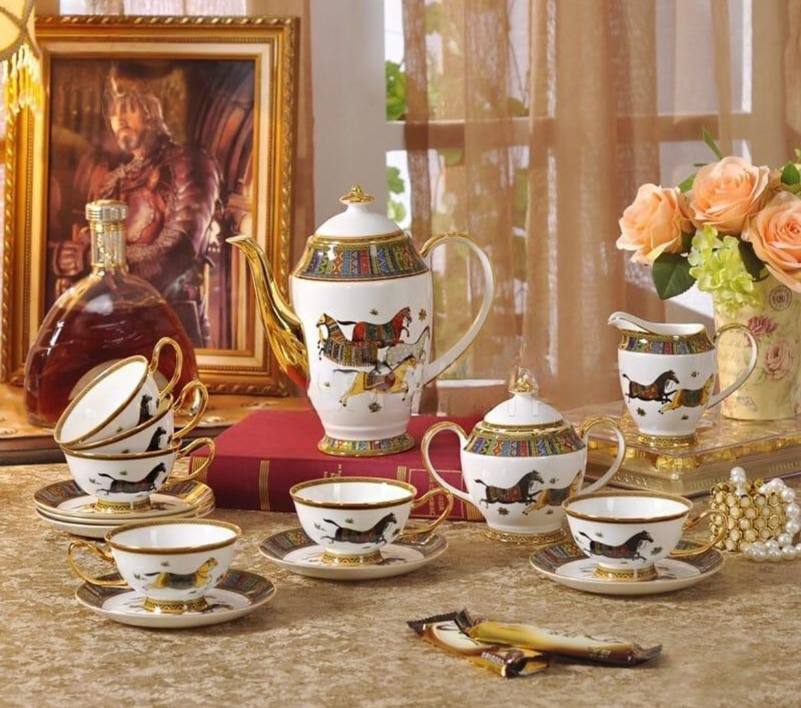 Hermes Tea set for six people, Horse set